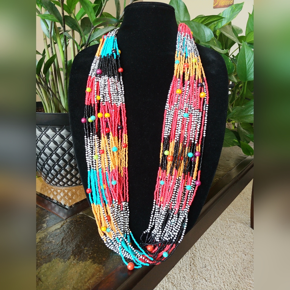 37 Strand Seed Beaded Necklace...Vintage